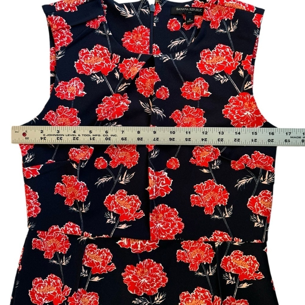 Banana Republic Navy Blue Floral MidI Sheath Dress Poppy Print | Women’s Size 6 - Picture 9 of 13